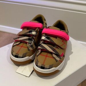 Burberry Kids Sneakers with Pink and Tan Plaid